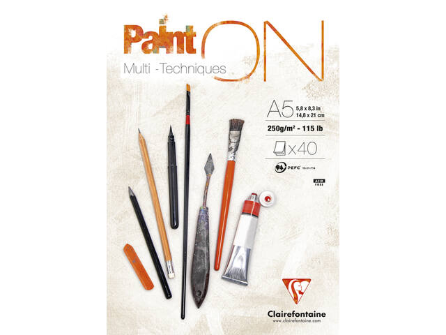 Tekenblok Clairefontaine Paint On A5 40 vel 250g