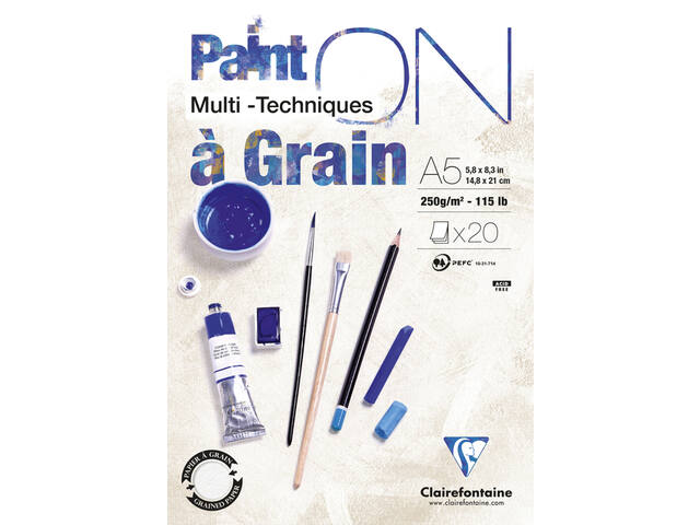 Tekenblk Clairefontaine Paint A5 korrel 20v 250gr