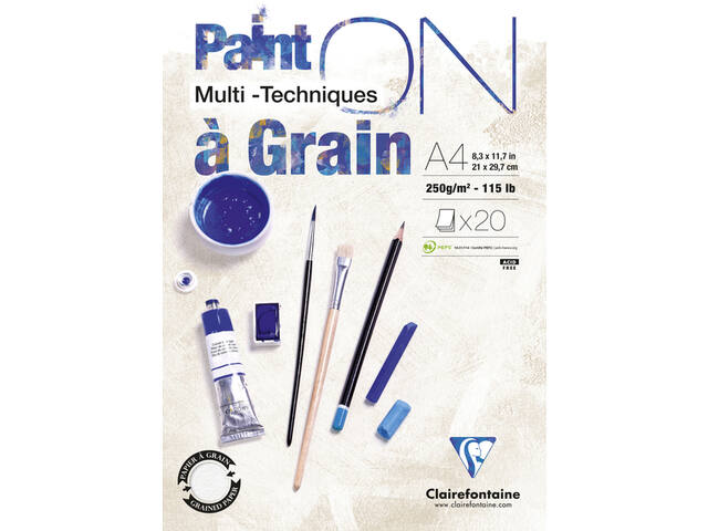 Tekenblk Clairefontaine Paint A4 korrel 20v 250gr