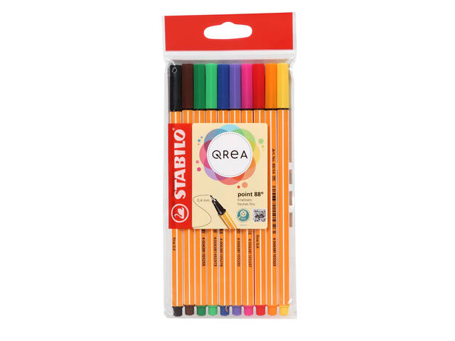 Fineliner STABILO point 88/10 Qrea  F 10st ass