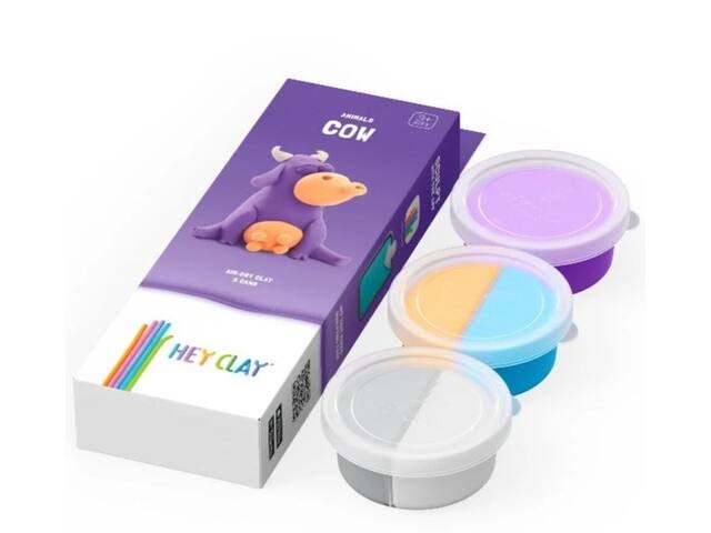 Klei Hey Clay koe set 3 delen
