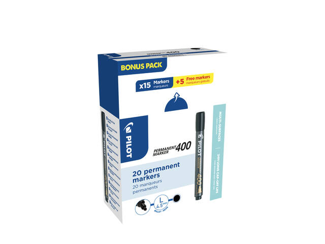 Permanent marker PILOT 400 schuin B zwart 15+5 gra