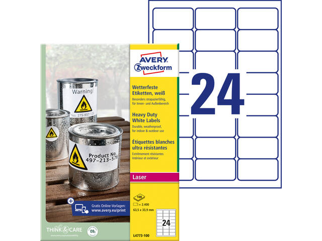 Etiket Avery L4773-100 63.5x33.9 2400st