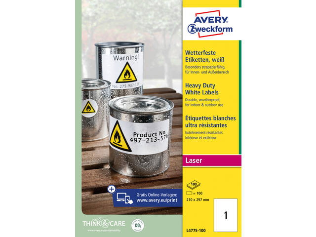 Etiket Avery L4775-100 210x297mm 100st