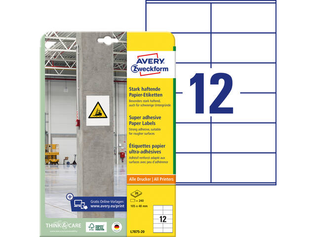 Etiket Avery L7875-20 105x48mm 240st