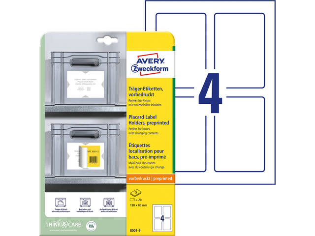 Positioneeretiket Avery 8001 120x80 bedrukt 20st