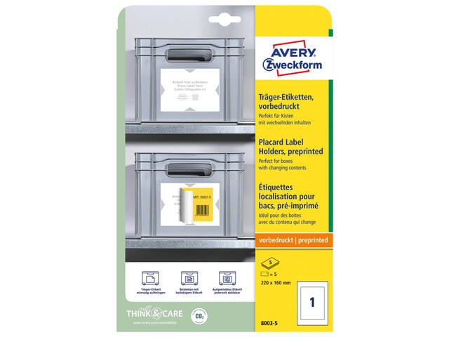 Positioneeretiket Avery 8003 220x160 bedrukt 5st
