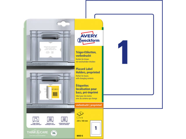Positioneeretiket Avery 8003 220x160 bedrukt 5st