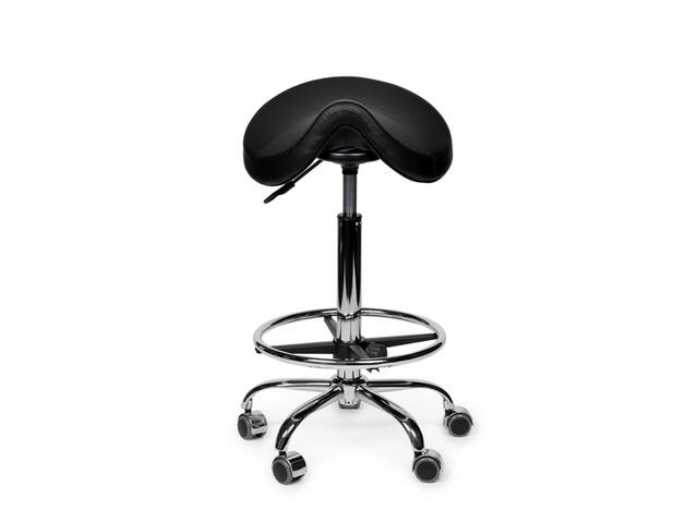 Premium zadelkruk zwart standaard met voetring