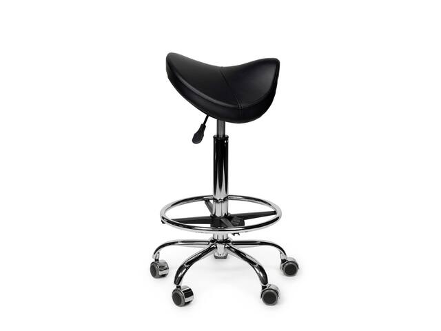 Premium zadelkruk zwart standaard met voetring
