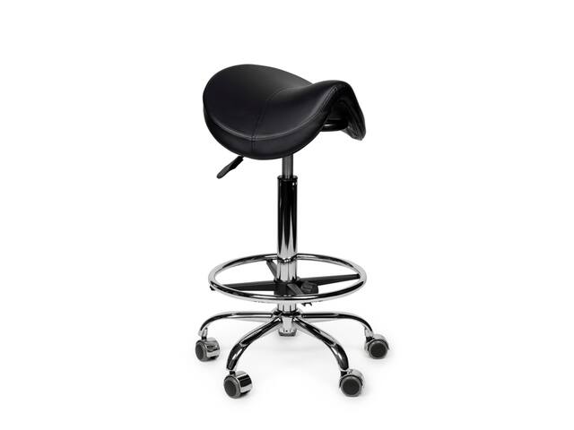 Premium zadelkruk zwart standaard met voetring