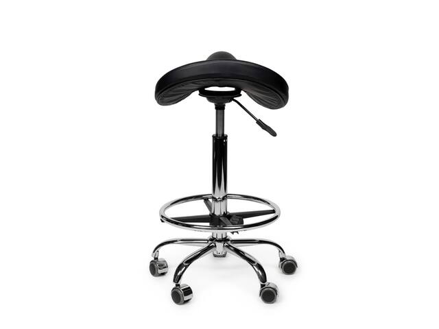 Premium zadelkruk zwart standaard met voetring