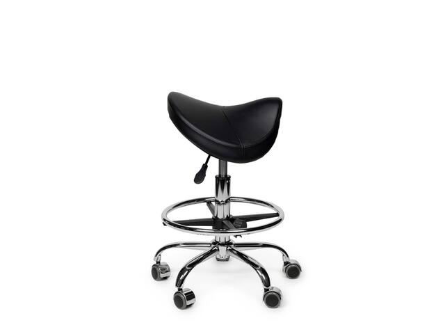 Premium zadelkruk zwart laag met voetring