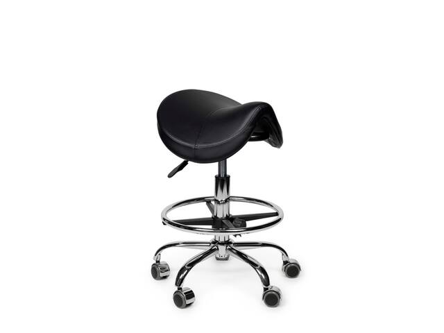Premium zadelkruk zwart laag met voetring