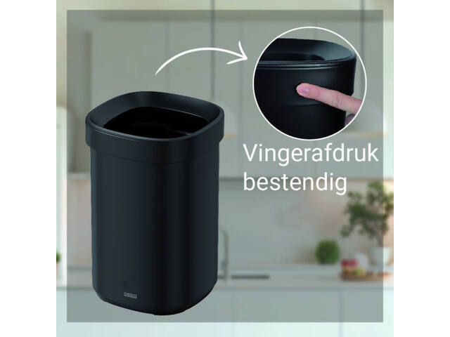 Afvalbak Desq open inworp 20 liter metaal zwart