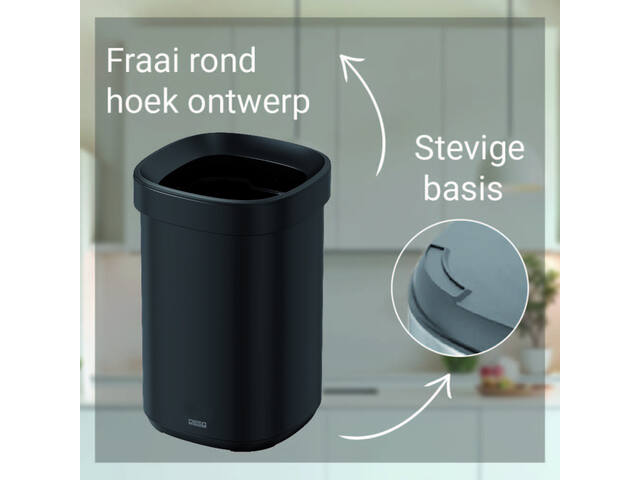 Afvalbak Desq open inworp 20 liter metaal zwart