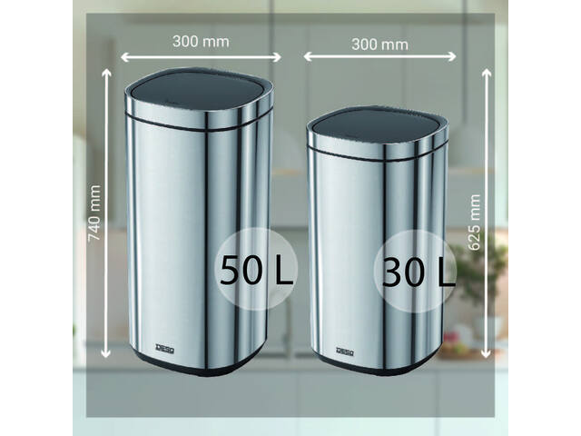 Afvalbak Desq Touch 50 liter RVS zilver