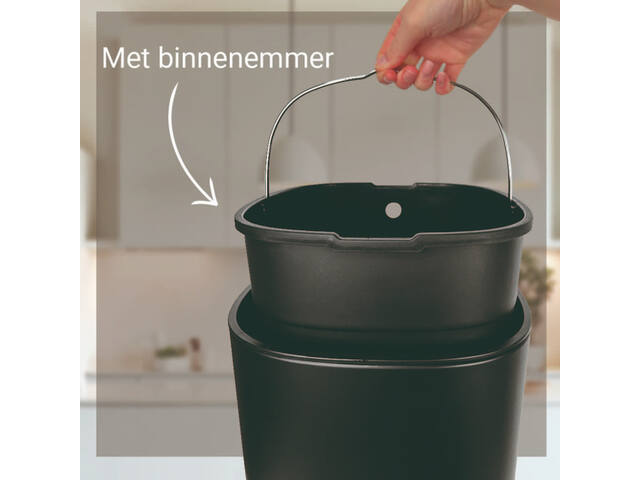 Afvalbak Desq Touch 30 liter RVS zwart