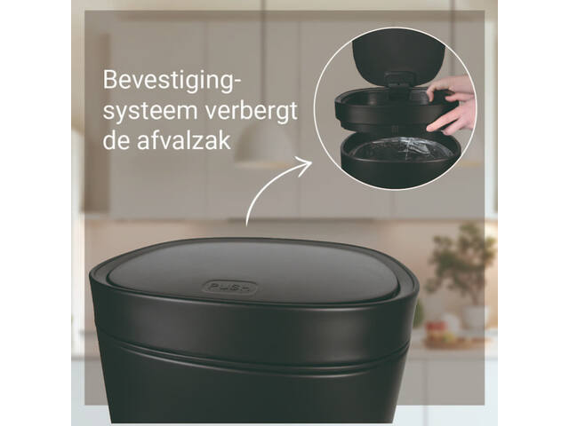 Afvalbak Desq Touch 30 liter RVS zwart