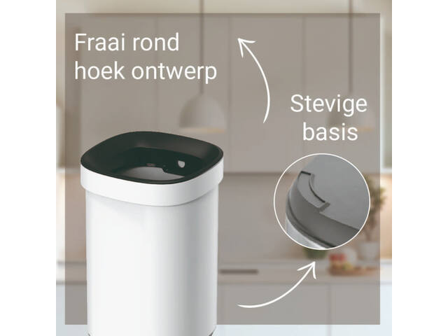 Afvalbak Desq open inworp 20 liter metaal wit