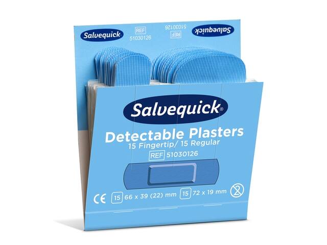 Pleisters Salvequick blauw detectabel mix 6x30st