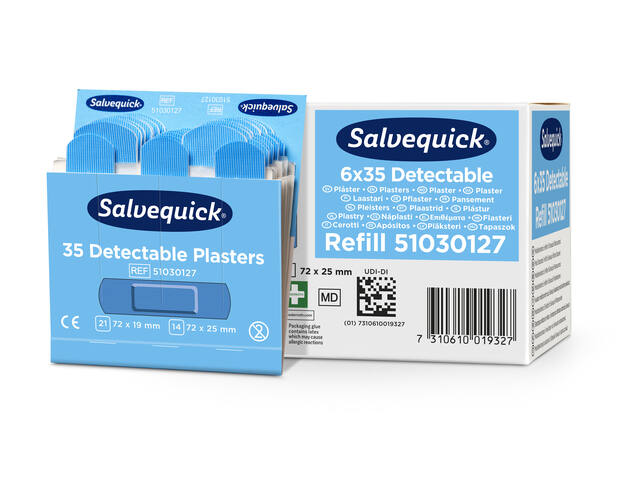 Pleisters Salvequick detectabel refill 6x35st