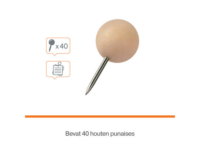 Punaises Nobo hout voor memobord 40st