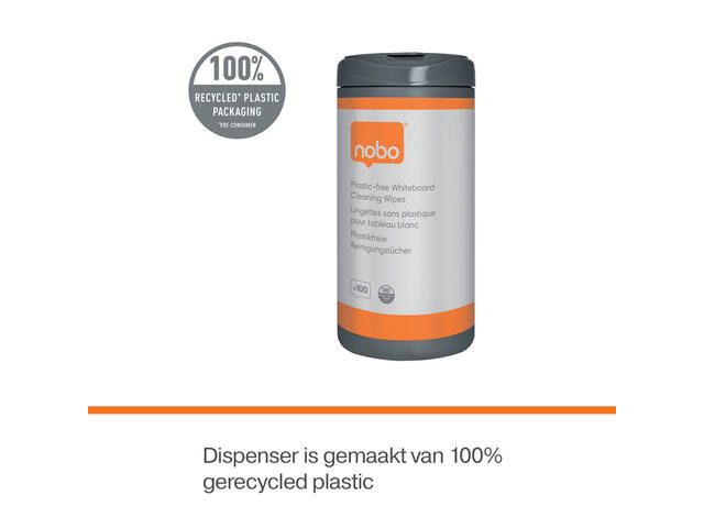 Whiteboardreinigingsdoekjes Nobo plasticvrij 100st