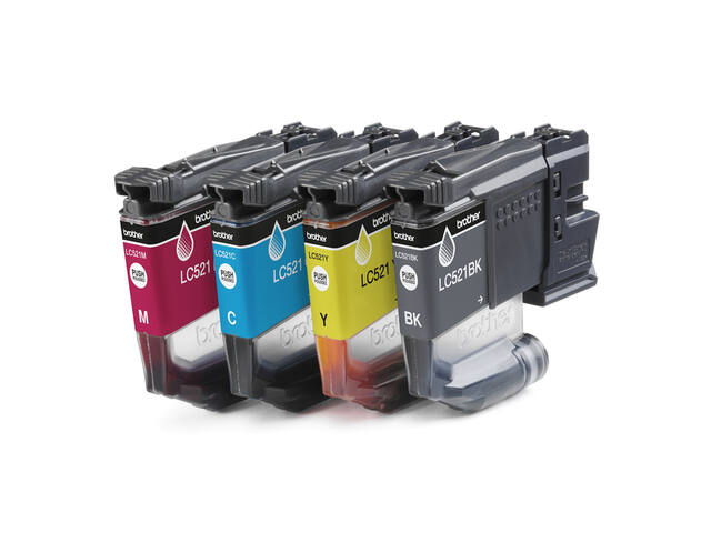 Inktcartridge Brother LC-521 zwart + 3 kleuren