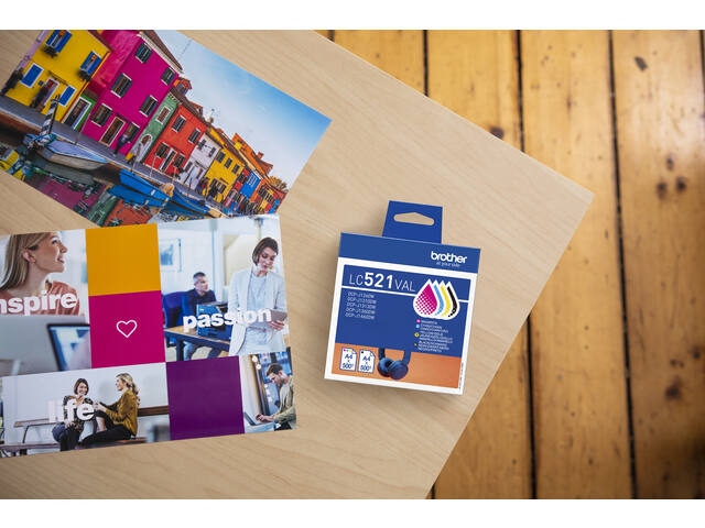 Inktcartridge Brother LC-521 zwart + 3 kleuren