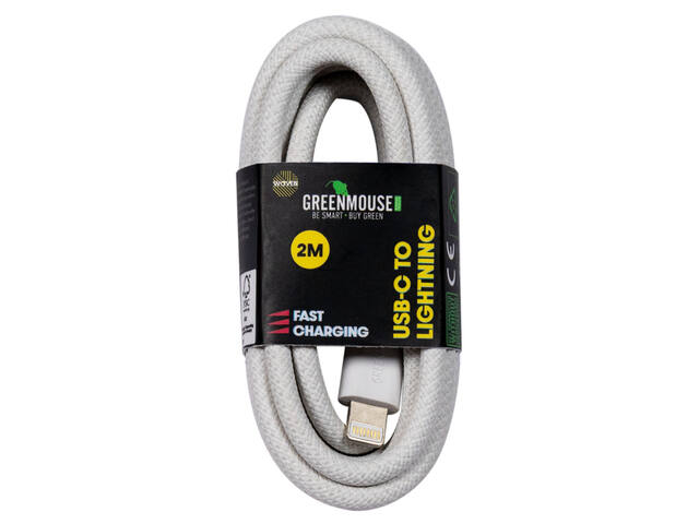 Kabel Green Mouse USB-C to Lightning data Woven 2m