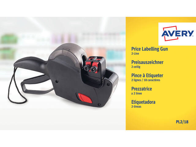 Etiketteertang Avery PL2/18 2 regels zwart