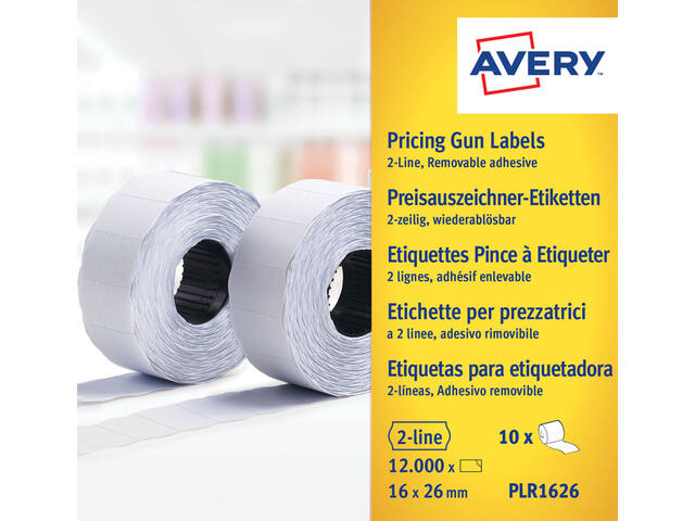 Prijsetiket Avery PLR1626 16x26mm afneembaar wit