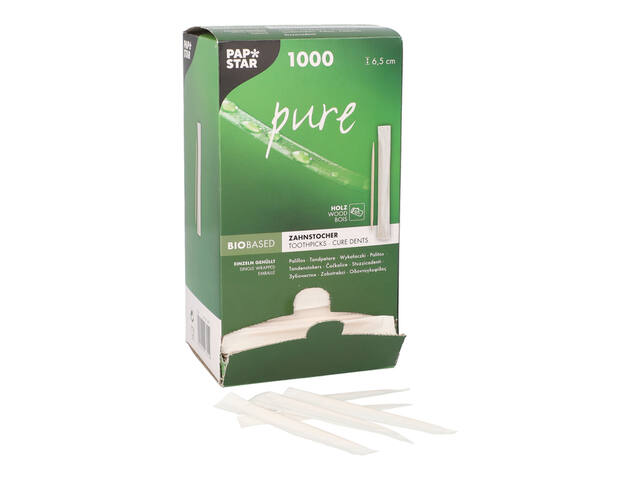 Tandenstoker Papstar Pure 1000 stuks hout