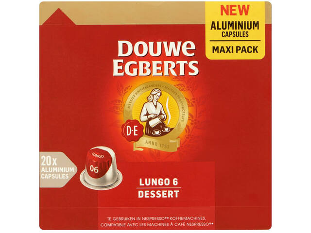 Koffiecups Douwe Egberts Lungo dessert 20 stuks