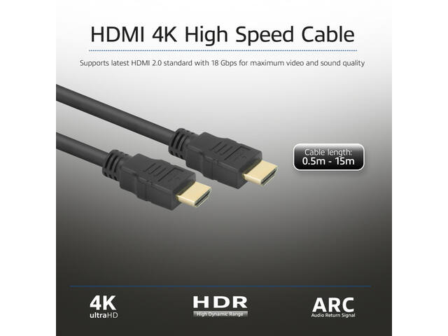 Kabel ACT HDMI ETH4K M/M zwart 2 meter