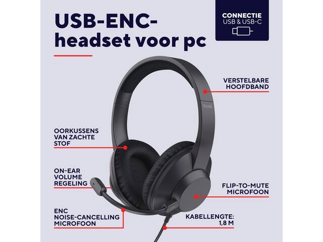 Hoofdtelefoon Trust Ayda Max USB-ENC