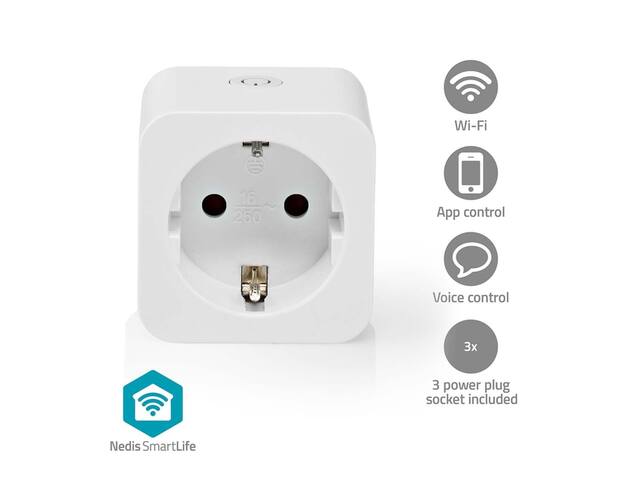 Slimme stekker Nedis Smartlife Wifi 3 stuks wit