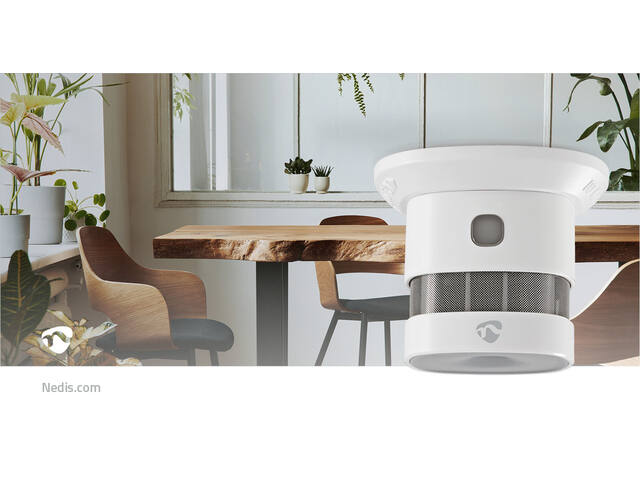 Rookmelder Nedis Zigbee 3.0 Wifi 10 jaar wit