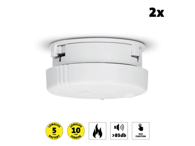 Rookmelder Alecto mini 2 stuks met 5 jaarbat wit