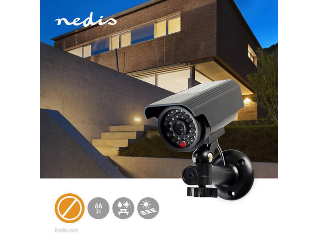 Dummy beveiligingscamera Nedis solar buiten grijs