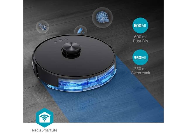Robotstofzuiger Nedis wifi laser 3-in-1 zwart