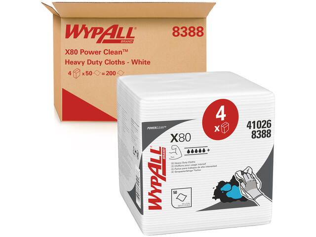 Poetsdoek WypAll X80 PowerClean 305x317mm wit