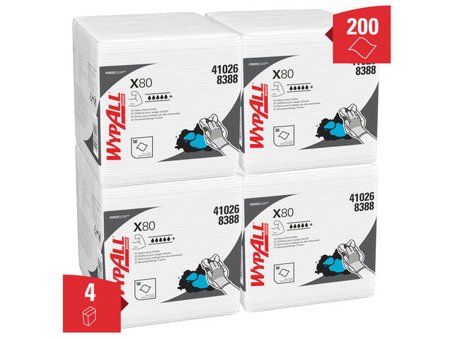 Poetsdoek WypAll X80 PowerClean 305x317mm wit