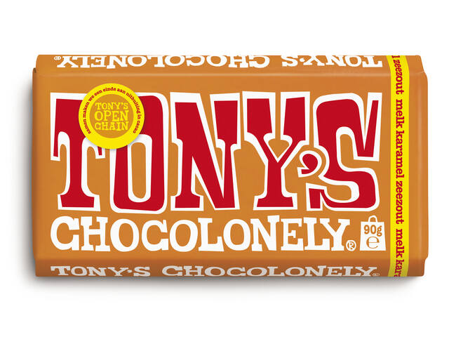 Chocolade Tony Chocolonely melk karamel zee 90gr