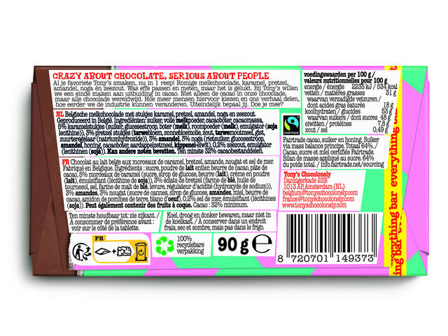 Chocolade Tony Chocolonely melk everything 90 gram