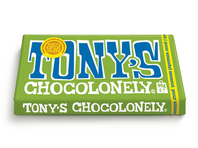 Chocolade Tony Chocolonely puur amandel zee 90gr