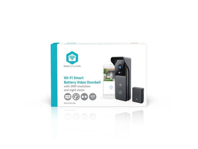 Videodeurbel Nedis Wifi 3MP Full HD zwart
