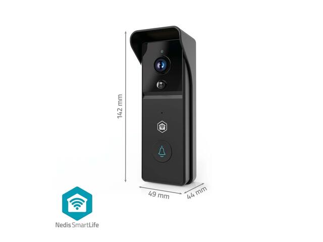 Videodeurbel Nedis Wifi 3MP Full HD zwart