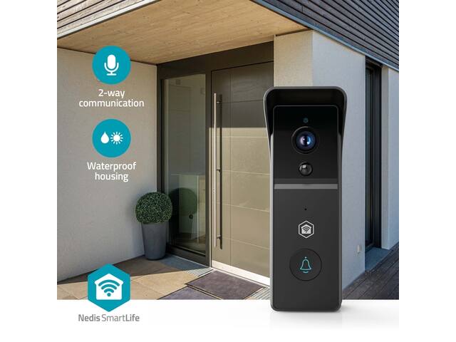 Videodeurbel Nedis Wifi 3MP Full HD zwart